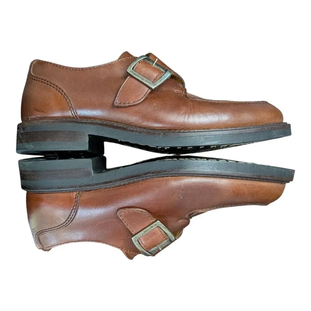 Kenneth Cole Men's 10 Monk Strap Shoes Leather Loafers Dress Brown Vtg Chunky